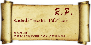 Radvánszki Péter névjegykártya
