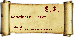Radvánszki Péter névjegykártya