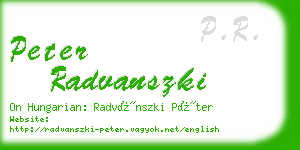 peter radvanszki business card